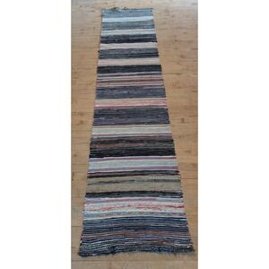 Antique Imported Swedish HandMade Rag Rug Runner (23 x 108 inches )